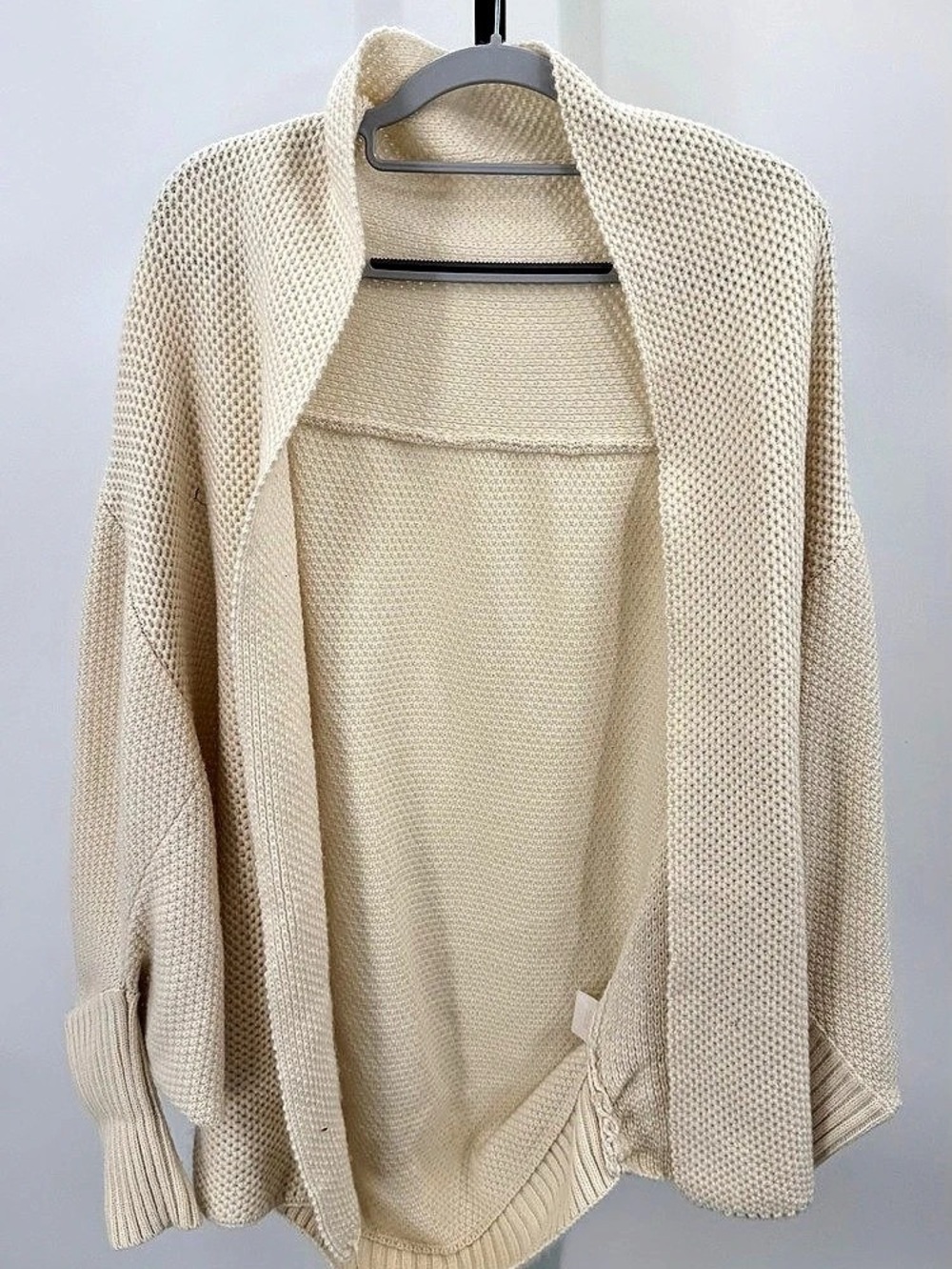 Open Front Knit Cardigan in Cream Size Small